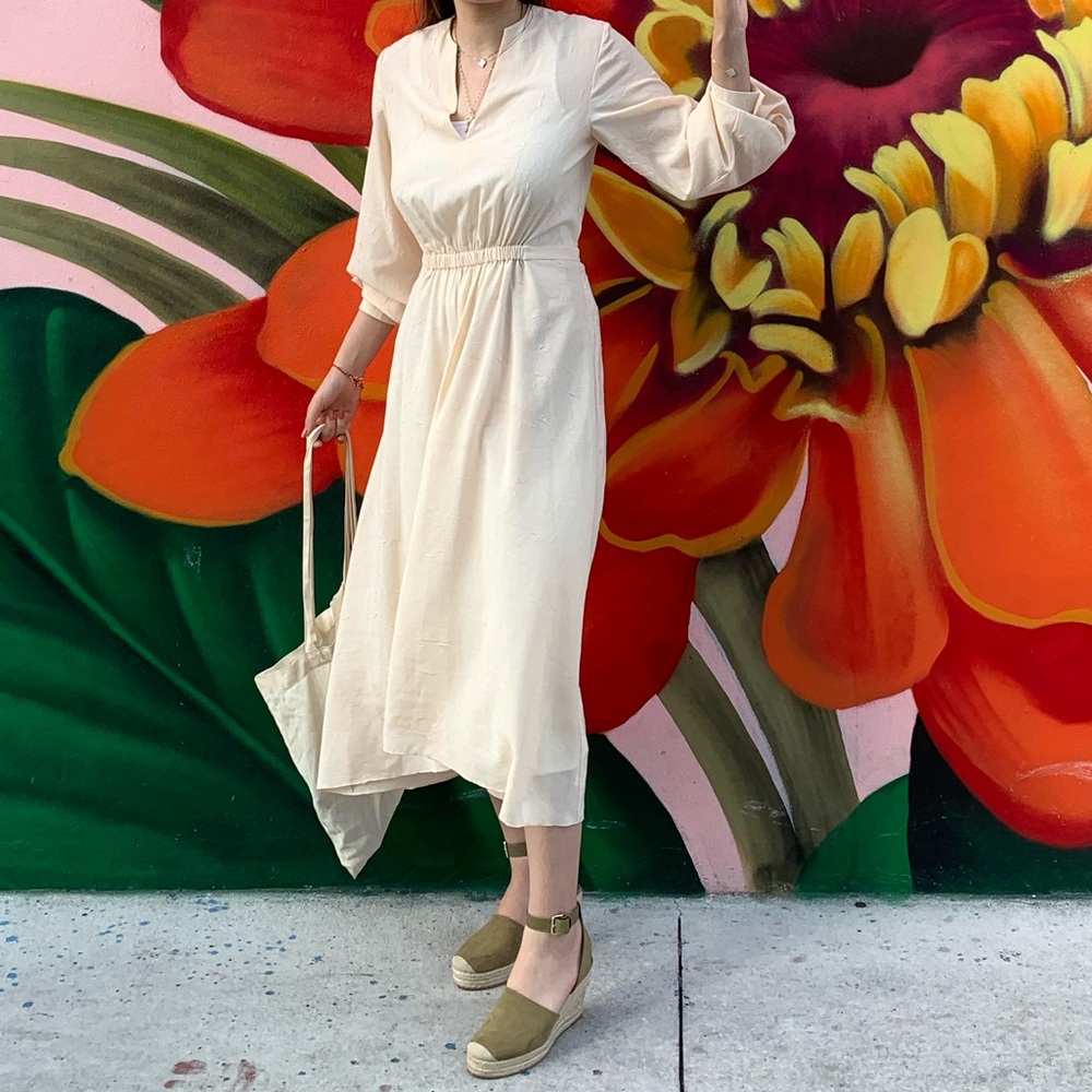 Vince Poet Midi Dress Cream Color Size S